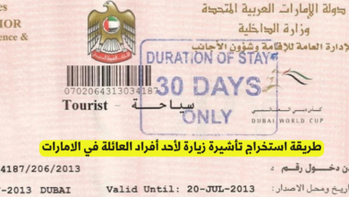استخراج تأشيرة زيارة لأحد أفراد العائلة في الامارات